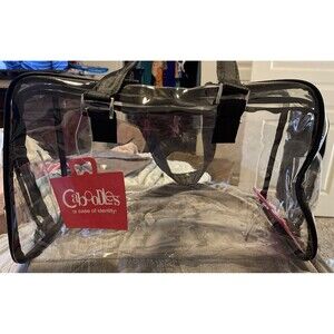 CABOODLES Clear Zippered Tote Bag 15” L X 9” High X 8” Wide Travel clear